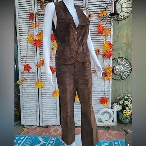 Unbranded Vintage Leather Suede 2-piece set, vest & pants